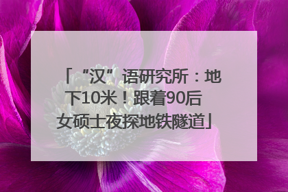 “汉”语研究所：地下10米！跟着90后女硕士夜探地铁隧道