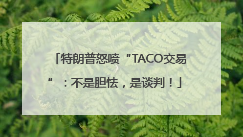 特朗普怒喷“TACO交易”：不是胆怯，是谈判！
