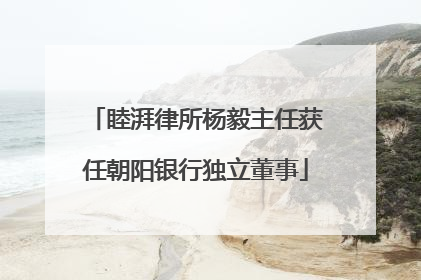 睦湃律所杨毅主任获任朝阳银行独立董事
