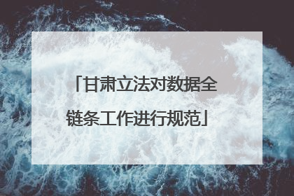 甘肃立法对数据全链条工作进行规范