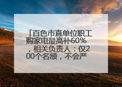 百色市直单位职工购家电最高补60％，相关负责人：仅200个名额，不会严格筛查身份