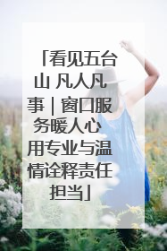 看见五台山 凡人凡事｜窗口服务暖人心 用专业与温情诠释责任担当