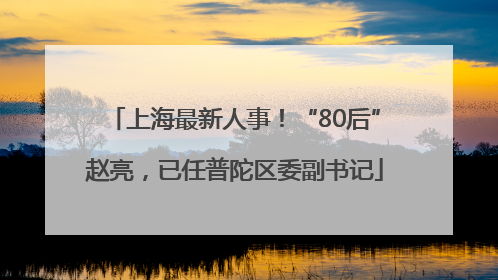 上海最新人事！“80后”赵亮，已任普陀区委副书记