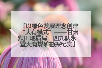 以绿色发展理念创建“大有模式”——甘肃煤田地质局一四九队永登大有煤矿勘探纪实