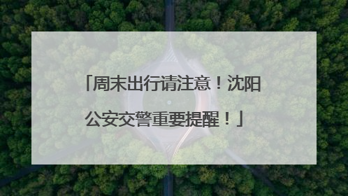 周末出行请注意！沈阳公安交警重要提醒！