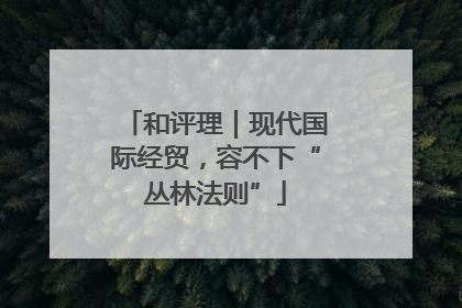 和评理｜现代国际经贸，容不下“丛林法则”