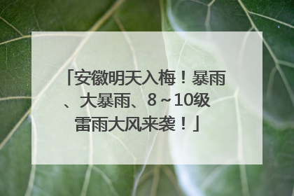 安徽明天入梅！暴雨、大暴雨、8～10级雷雨大风来袭！