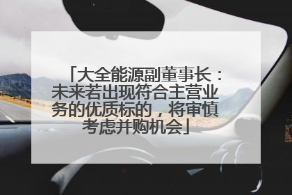 大全能源副董事长：未来若出现符合主营业务的优质标的，将审慎考虑并购机会