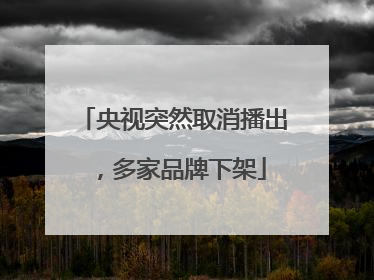 央视突然取消播出，多家品牌下架