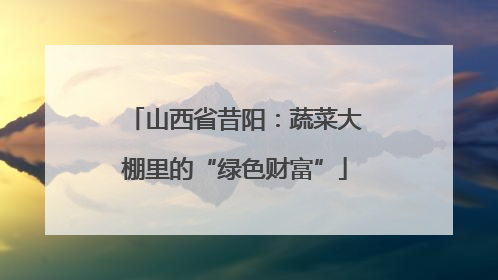 山西省昔阳：蔬菜大棚里的“绿色财富”
