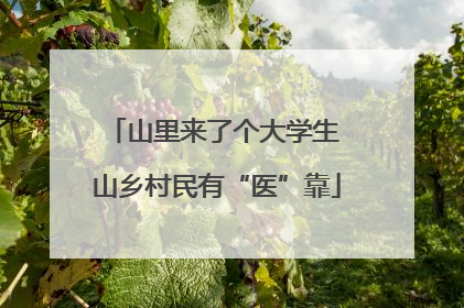 山里来了个大学生 山乡村民有“医”靠