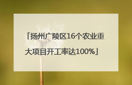 扬州广陵区16个农业重大项目开工率达100%