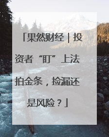 果然财经｜投资者“盯”上法拍金条，捡漏还是风险？
