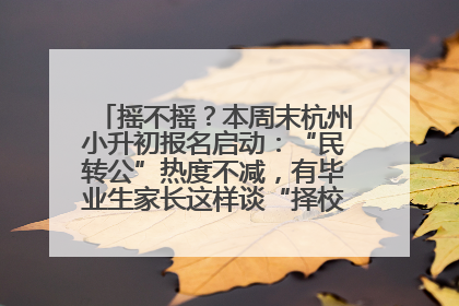 摇不摇？本周末杭州小升初报名启动：“民转公”热度不减，有毕业生家长这样谈“择校真相”……