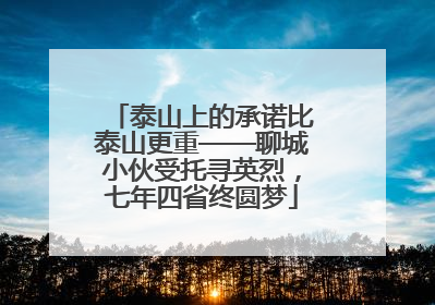泰山上的承诺比泰山更重——聊城小伙受托寻英烈，七年四省终圆梦