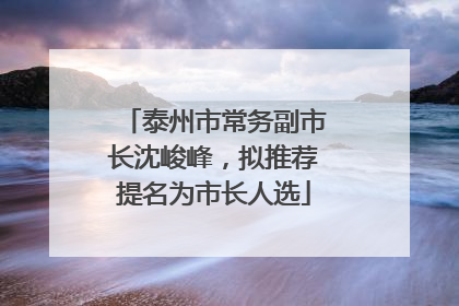 泰州市常务副市长沈峻峰，拟推荐提名为市长人选