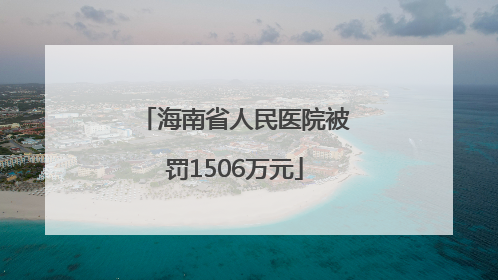 海南省人民医院被罚1506万元