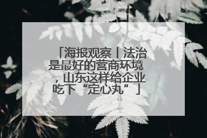 海报观察丨法治是最好的营商环境，山东这样给企业吃下“定心丸”