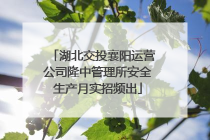 湖北交投襄阳运营公司隆中管理所安全生产月实招频出