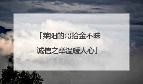 莱阳的哥拾金不昧 诚信之举温暖人心