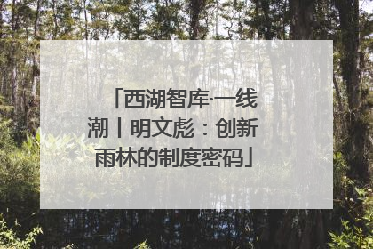 西湖智库·一线潮丨明文彪：创新雨林的制度密码