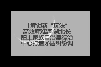解锁新“玩法” 高效解难题 湖北长阳土家族自治县综治中心打造矛盾纠纷调处“终点站”