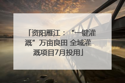 资阳雁江：“一键灌溉”万亩良田 全域灌溉项目7月投用