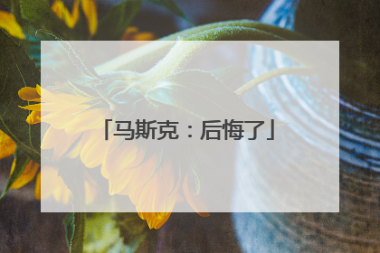马斯克：后悔了