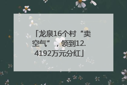 龙泉16个村“卖空气”，领到12.4192万元分红