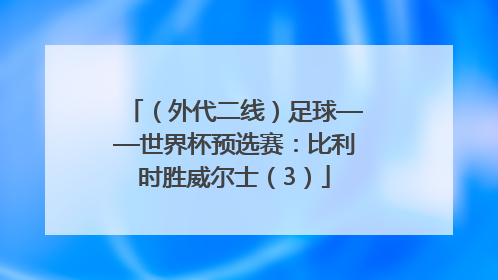 （外代二线）足球——世界杯预选赛：比利时胜威尔士（3）