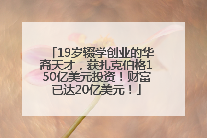 19岁辍学创业的华裔天才，获扎克伯格150亿美元投资！财富已达20亿美元！