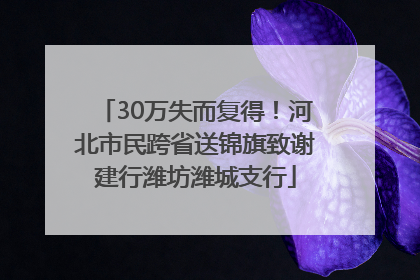 30万失而复得！河北市民跨省送锦旗致谢建行潍坊潍城支行
