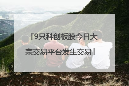 9只科创板股今日大宗交易平台发生交易